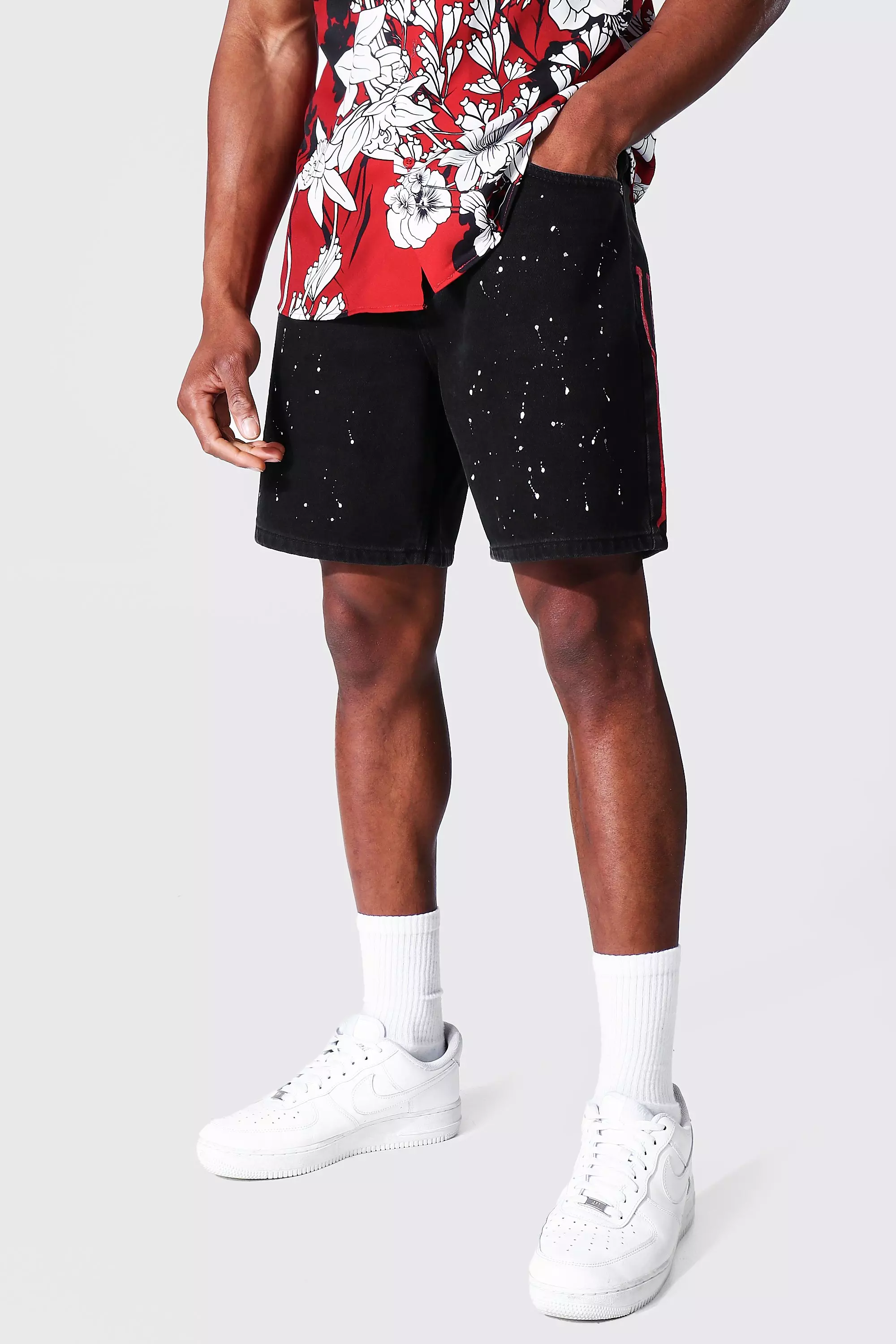 Paint splatter denim store shorts